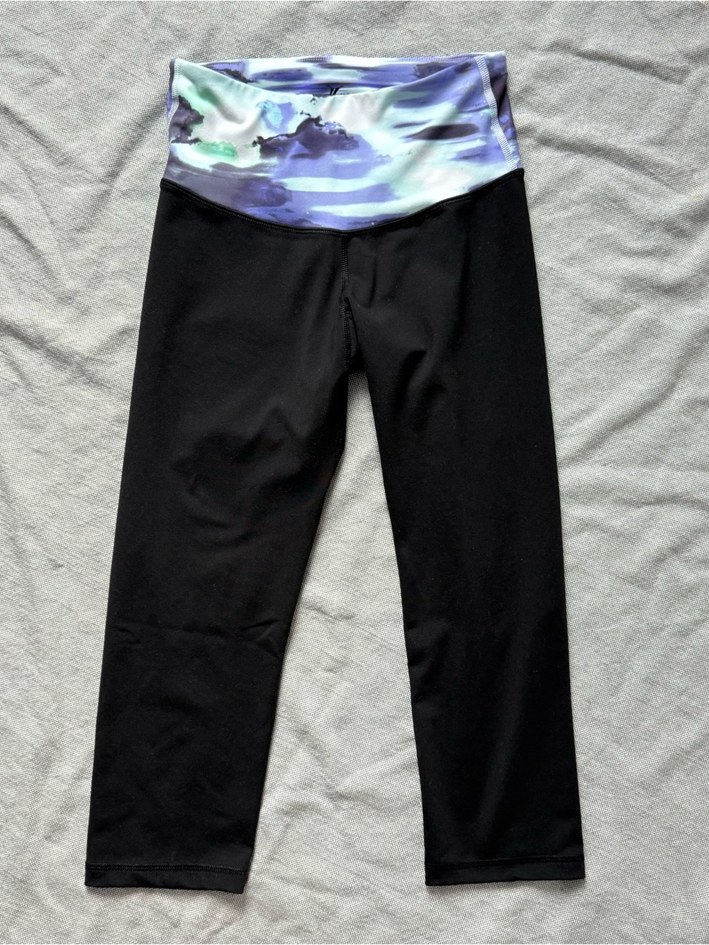 Old Navy Black Leggings with Purple and Light Blue Waistband